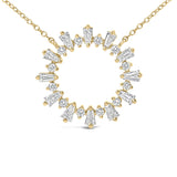 14K Yellow Gold Plated Sterling Silver 3/4 Cttw Diamond Starburst Pendant Necklace-1 thumbnail 2
