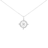 Sterling Silver 3/4 Cttw Diamond Compass Medallion Pendant Necklace-0 thumbnail 1