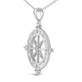Sterling Silver 3/4 Cttw Diamond Compass Medallion Pendant Necklace-3 thumbnail 4