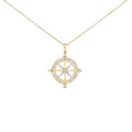 14K Yellow Gold Plated Sterling Silver 3/4 Cttw Diamond Compass Medallion Pendant Necklace-0