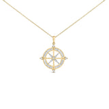 14K Yellow Gold Plated Sterling Silver 3/4 Cttw Diamond Compass Medallion Pendant Necklace-0 thumbnail 1