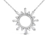 Sterling Silver 5/8 Cttw Diamond Starburst Medallion Pendant Necklace-1 thumbnail 2