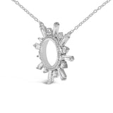 Sterling Silver 5/8 Cttw Diamond Starburst Medallion Pendant Necklace-3 thumbnail 4