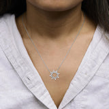 Sterling Silver 5/8 Cttw Diamond Starburst Medallion Pendant Necklace-2 thumbnail 3