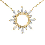 14K Yellow Gold Plated Sterling Silver 5/8 Cttw Diamond Open Starburst Pendant Necklace-1 thumbnail 2