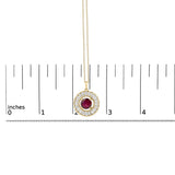 14K Yellow Gold Plated Sterling Silver Created Red Ruby and Diamond Medallion Pendant Necklace-4 thumbnail 5