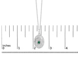 Sterling Silver Created Emerald and 1/2 Cttw Diamond Sunburst Medallion Pendant Necklace-4 thumbnail 5