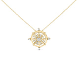 14K Yellow Gold Plated Sterling Silver 1/3 Cttw Diamond Compass Pendant Necklace-0 thumbnail 1