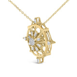14K Yellow Gold Plated Sterling Silver 1/3 Cttw Diamond Compass Pendant Necklace-3 thumbnail 4