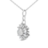 Sterling Silver 3/8 Cttw Diamond Starburst Medallion Pendant Necklace-3 thumbnail 4