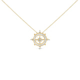 14K Yellow Gold Plated Sterling Silver 1.0 Cttw Diamond Compass Pendant Necklace-0 thumbnail 1