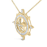 14K Yellow Gold Plated Sterling Silver 1.0 Cttw Diamond Compass Pendant Necklace-3 thumbnail 4