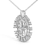 Sterling Silver 1/2 Cttw Diamond Starburst Compass Medallion Pendant Necklace-3 thumbnail 4