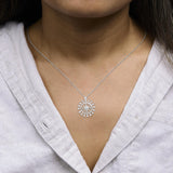 Sterling Silver 1/2 Cttw Diamond Starburst Compass Medallion Pendant Necklace-2 thumbnail 3