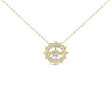 14KT Yellow Gold Plated Sterling Silver 1 Cttw Diamond Compass Medallion Pendant Necklace-0 thumbnail 1
