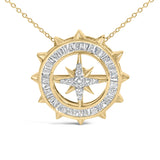 14KT Yellow Gold Plated Sterling Silver 1 Cttw Diamond Compass Medallion Pendant Necklace-1 thumbnail 2