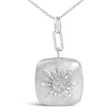 Sterling Silver 1/2 Cttw Diamond Sunburst Medallion Pendant Necklace 18 Inch Cable Chain-1 thumbnail 2
