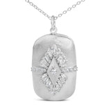 Sterling Silver 3/8 Cttw Diamond Puffed Medallion Design Pendant Necklace-1 thumbnail 2