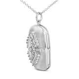 Sterling Silver 3/8 Cttw Diamond Puffed Medallion Design Pendant Necklace-3 thumbnail 4