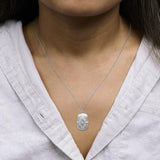 Sterling Silver 3/8 Cttw Diamond Puffed Medallion Design Pendant Necklace-2 thumbnail 3