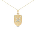 14KT Yellow Gold Plated Sterling Silver 1/2 Cttw Diamond Shield Star Medallion Pendant Necklace-0