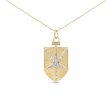 14KT Yellow Gold Plated Sterling Silver 1/2 Cttw Diamond Shield Star Medallion Pendant Necklace-0 thumbnail 1