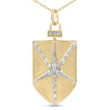 14KT Yellow Gold Plated Sterling Silver 1/2 Cttw Diamond Shield Star Medallion Pendant Necklace-1 thumbnail 2