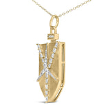 14KT Yellow Gold Plated Sterling Silver 1/2 Cttw Diamond Shield Star Medallion Pendant Necklace-3 thumbnail 4