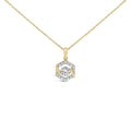 10K Yellow Gold Plated .925 Sterling Silver 1.0 Cttw Lab Grown Diamond Hexagon Halo Pendant Necklace-0