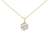 10K Yellow Gold Plated .925 Sterling Silver 1.0 Cttw Lab Grown Diamond Hexagon Halo Pendant Necklace-0 thumbnail 1