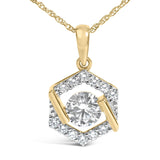10K Yellow Gold Plated .925 Sterling Silver 1.0 Cttw Lab Grown Diamond Hexagon Halo Pendant Necklace-1 thumbnail 2