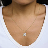 10K Yellow Gold Plated .925 Sterling Silver 1.0 Cttw Lab Grown Diamond Hexagon Halo Pendant Necklace-2 thumbnail 3