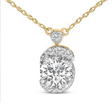 10K Yellow Gold Plated .925 Sterling Silver 1 1/2 Cttw Lab Grown Diamond Galaxy Halo Pendant Necklace-1 thumbnail 2