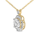 10K Yellow Gold Plated .925 Sterling Silver 1 1/2 Cttw Lab Grown Diamond Galaxy Halo Pendant Necklace-3 thumbnail 4