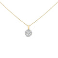 10K Yellow Gold Plated .925 Sterling Silver 2.0 Cttw Lab Grown Diamond Spoked Halo Pendant Necklace-0