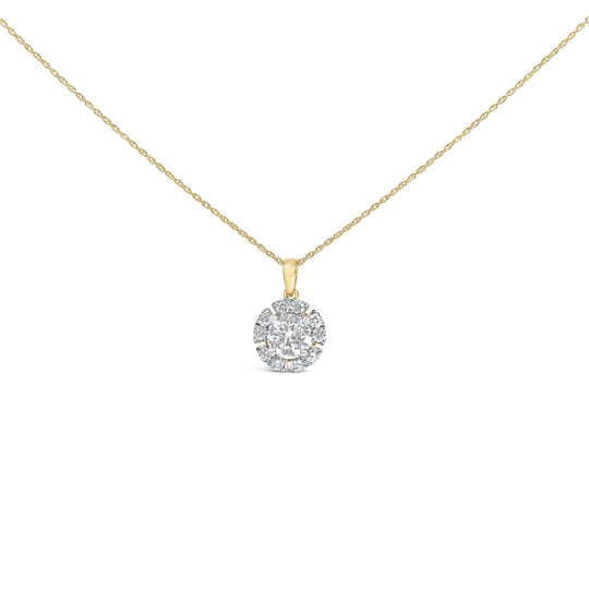 10K Yellow Gold Plated .925 Sterling Silver 2.0 Cttw Lab Grown Diamond Spoked Halo Pendant Necklace-0
