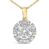 10K Yellow Gold Plated .925 Sterling Silver 2.0 Cttw Lab Grown Diamond Spoked Halo Pendant Necklace-1 thumbnail 2