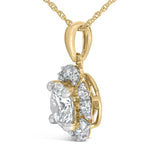 10K Yellow Gold Plated .925 Sterling Silver 2.0 Cttw Lab Grown Diamond Spoked Halo Pendant Necklace-3 thumbnail 4