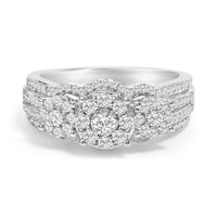 .925 Sterling Silver 1.0 Cttw Diamond Engagement Ring and Soldered Wedding Band Set