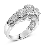 .925 Sterling Silver 1.0 Cttw Diamond Engagement Ring and Soldered Wedding Band Set-3 thumbnail 4