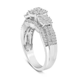 .925 Sterling Silver 1.0 Cttw Diamond Engagement Ring and Soldered Wedding Band Set-4 thumbnail 5