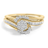 14K Yellow Gold Plated Sterling Silver 1/2 Cttw Diamond Cluster Spiral Bridal Set-0 thumbnail 1