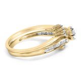 14K Yellow Gold Plated Sterling Silver 1/2 Cttw Diamond Cluster Spiral Bridal Set-1 thumbnail 2