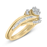 14K Yellow Gold Plated Sterling Silver 1/2 Cttw Diamond Cluster Spiral Bridal Set-3 thumbnail 4