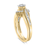 14K Yellow Gold Plated Sterling Silver 1/2 Cttw Diamond Cluster Spiral Bridal Set-4 thumbnail 5