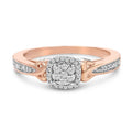 14K rose gold ring with cluster of round diamond stones in a knot design