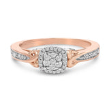 14K rose gold ring with cluster of round diamond stones in a knot design thumbnail 1