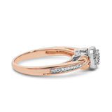 14K Rose Gold Plated Sterling Silver 1/6 Cttw Diamond Knot Cluster Ring-1 thumbnail 2