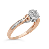 14K Rose Gold Plated Sterling Silver 1/6 Cttw Diamond Knot Cluster Ring