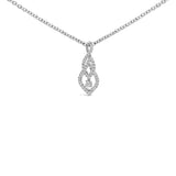 925 sterling silver teardrop swirl pendant necklace with diamond accents thumbnail 1